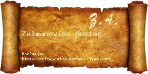 Zelmanovics Aszter névjegykártya